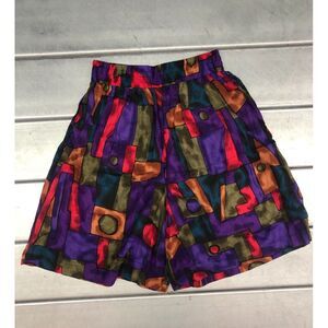 Vintage Cabrais Shorts Womens Petite Medium Purple Geometric‎ Relaxed Fit Hippie